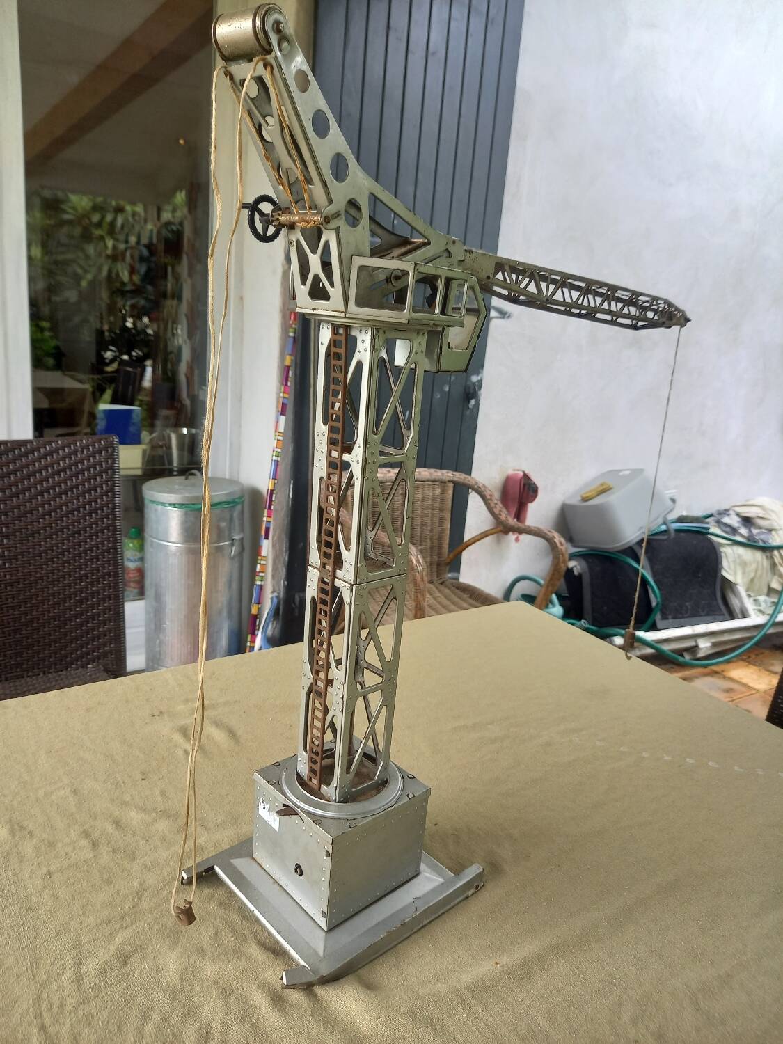 Vintage sheet metal crane