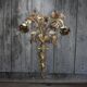 Pair of bronze and gold metal floral wall sconces, flower wall lamp.