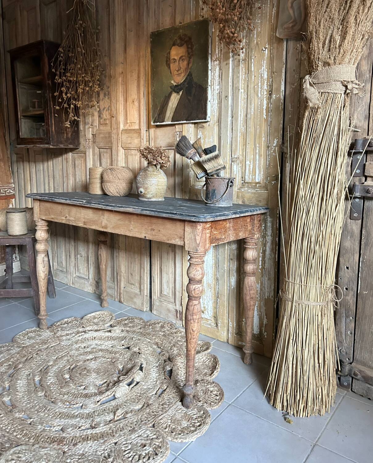 Old bistro table, console