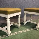 Pair of Louis Philippe stools painted white, late 19th century