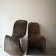 set de 2 chaises incurvées en rotin, design 1960 / 1970
