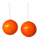 Pair of orange glass ball suspensions, 70s.