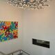 Blue resin chandelier, unique piece created by a visual artist