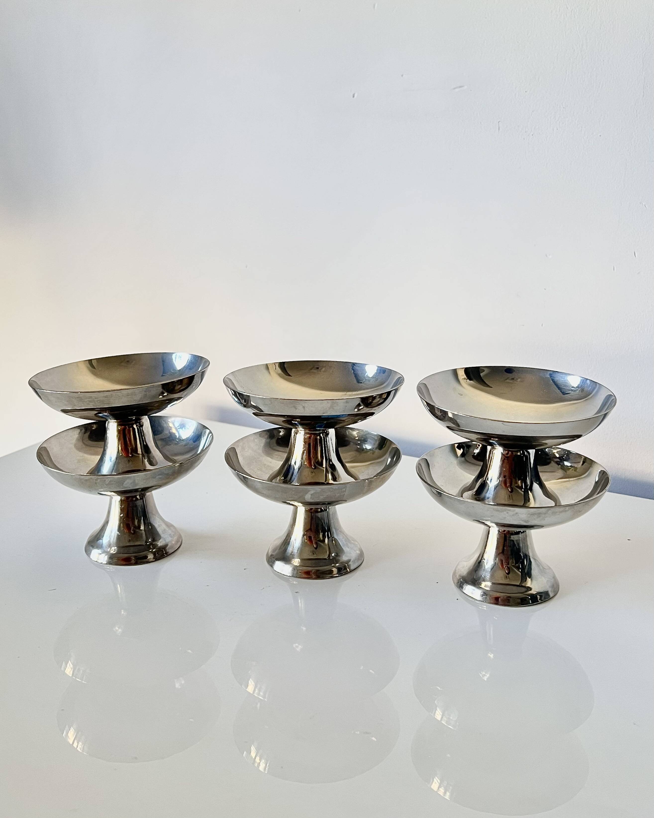 Set of 6 vintage Guy Degrenne stainless steel ice cream or sorbet cups