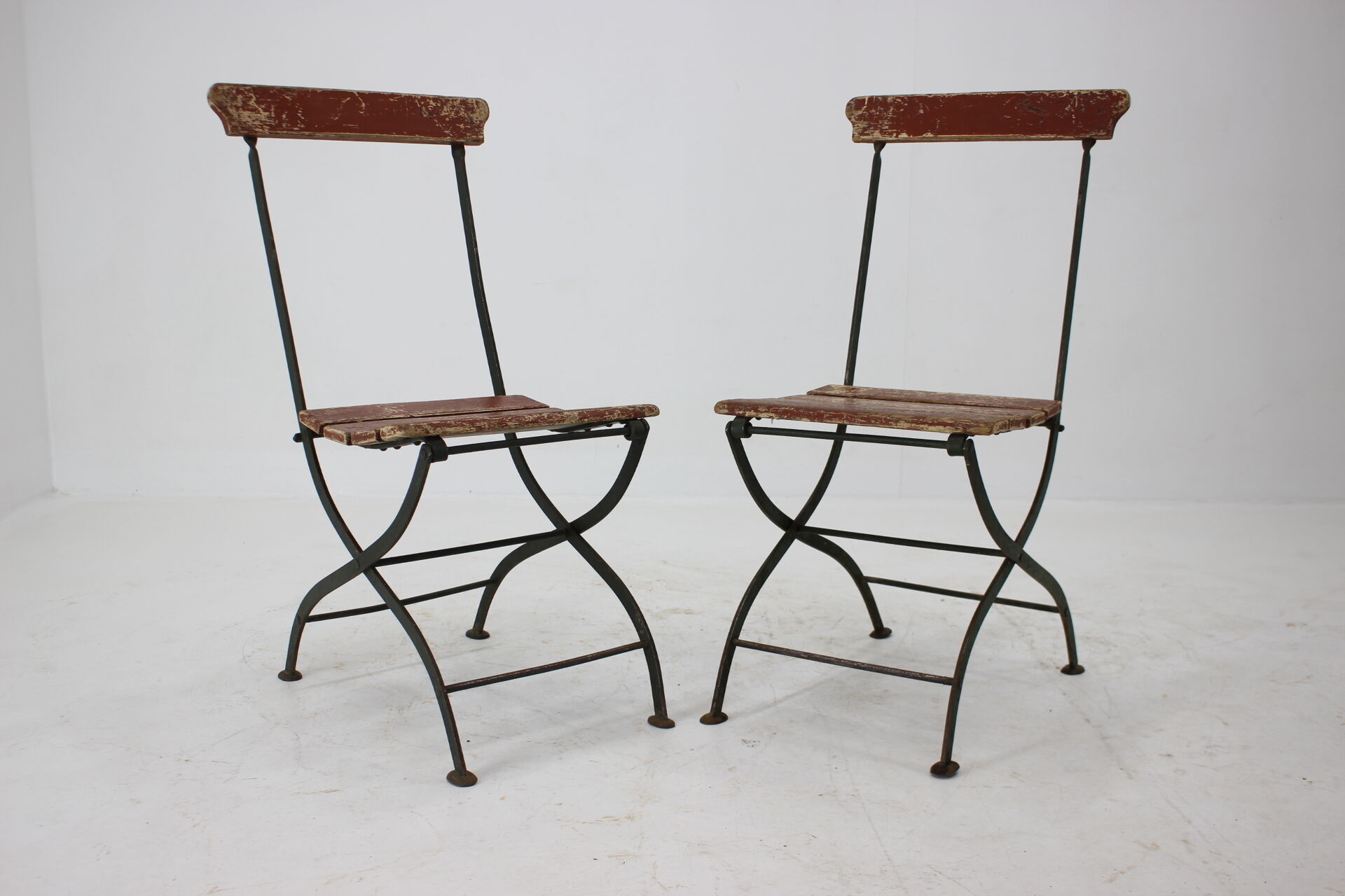 1920s set of four folding garden chairs, czechoslovakia