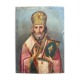 Old painting Russian Icon Saint Nicholas the Wonderworker