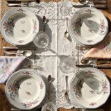 4 deep plates Bernardaud Limoges porcelain with floral decoration from the 1920s to 1950s.