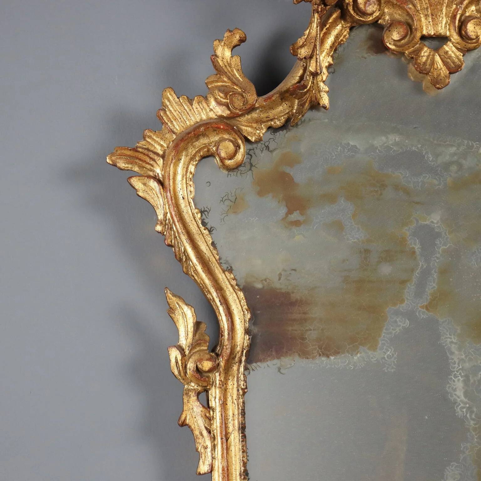 Antique baroque-style wooden mirror Italy 20th century