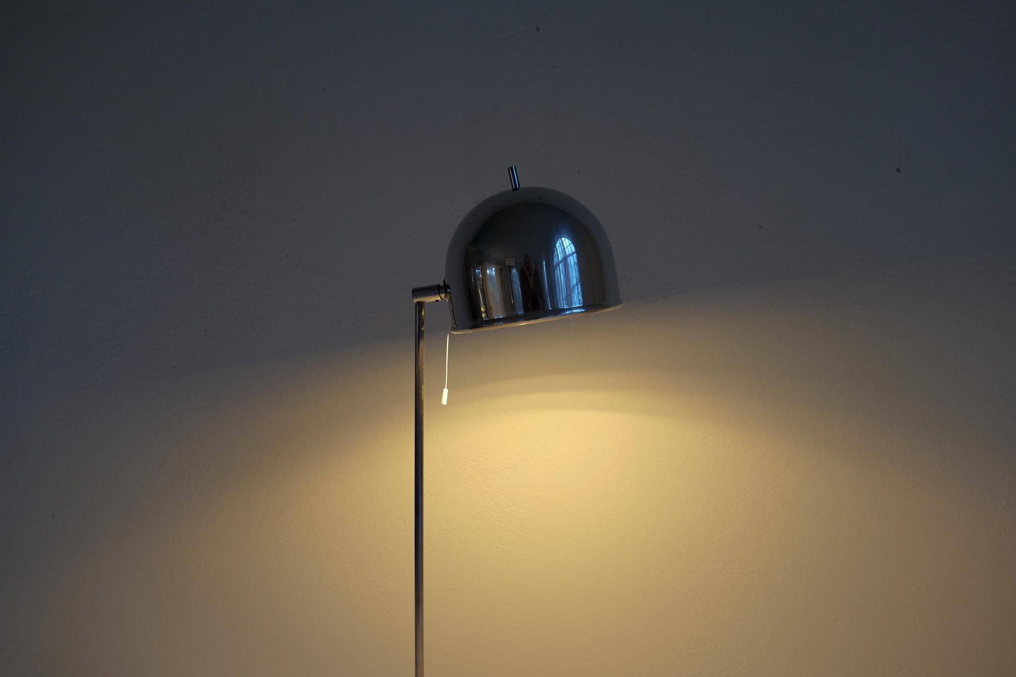 Mid-century modern floor lamp in chrome, model G-075 by Bergboms, Sweden, 1960s.