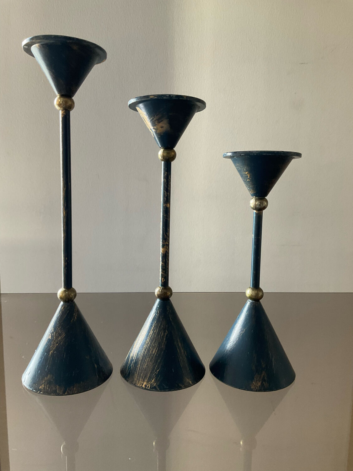 Trio of vintage candle holders from the 70s-80s