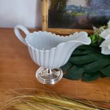 Porcelain and silver-plated gravy boat