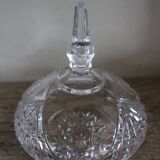 Cut glass sugar bowl on a stand