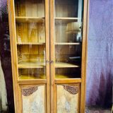 Small cabinet – Art Deco style bookcase in light wood with beveled glass.