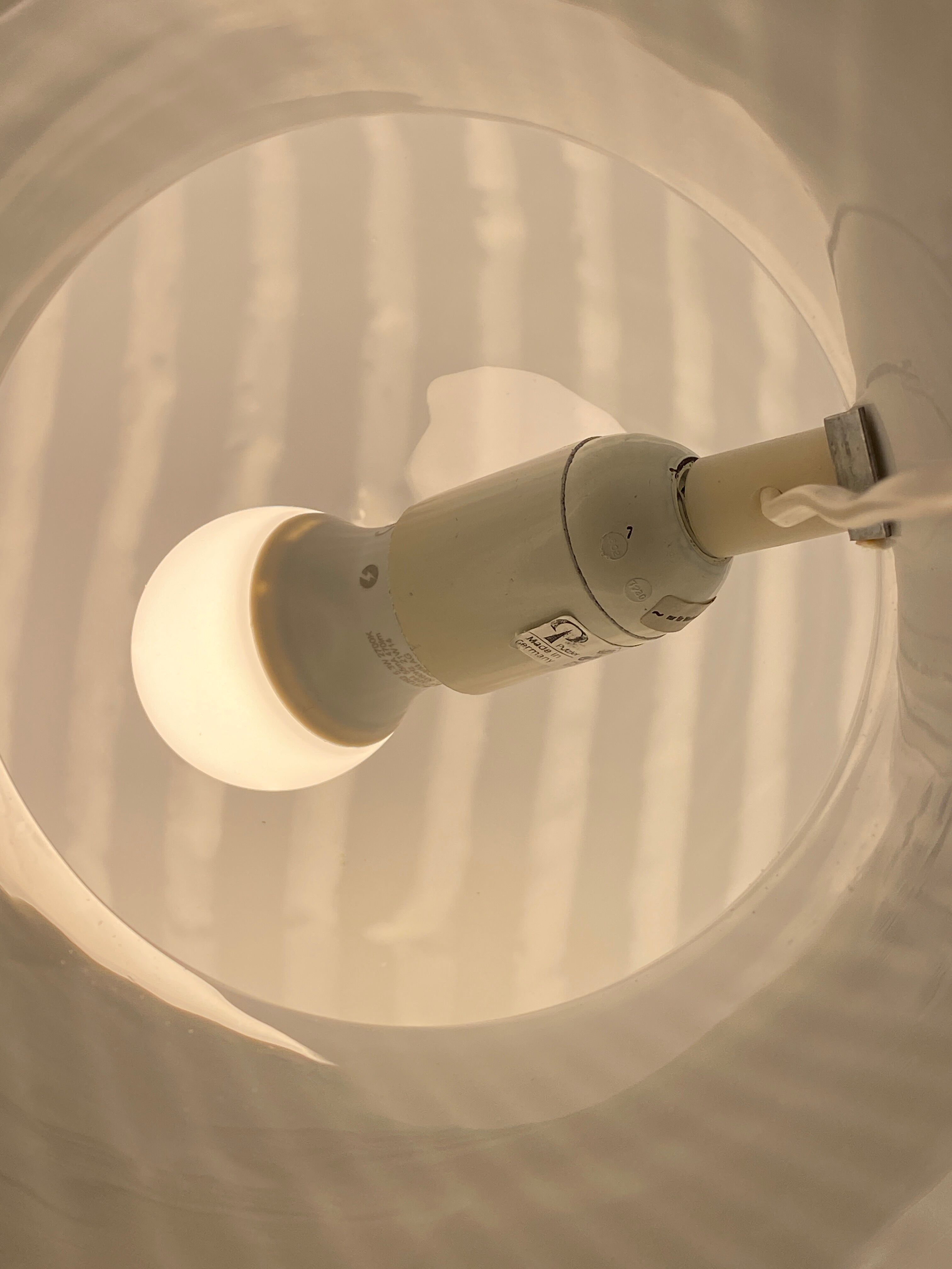 White glass Peill and Putzler mushroom table lamp XL