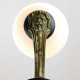 Lustre Art Déco en laiton et opaline, 1930