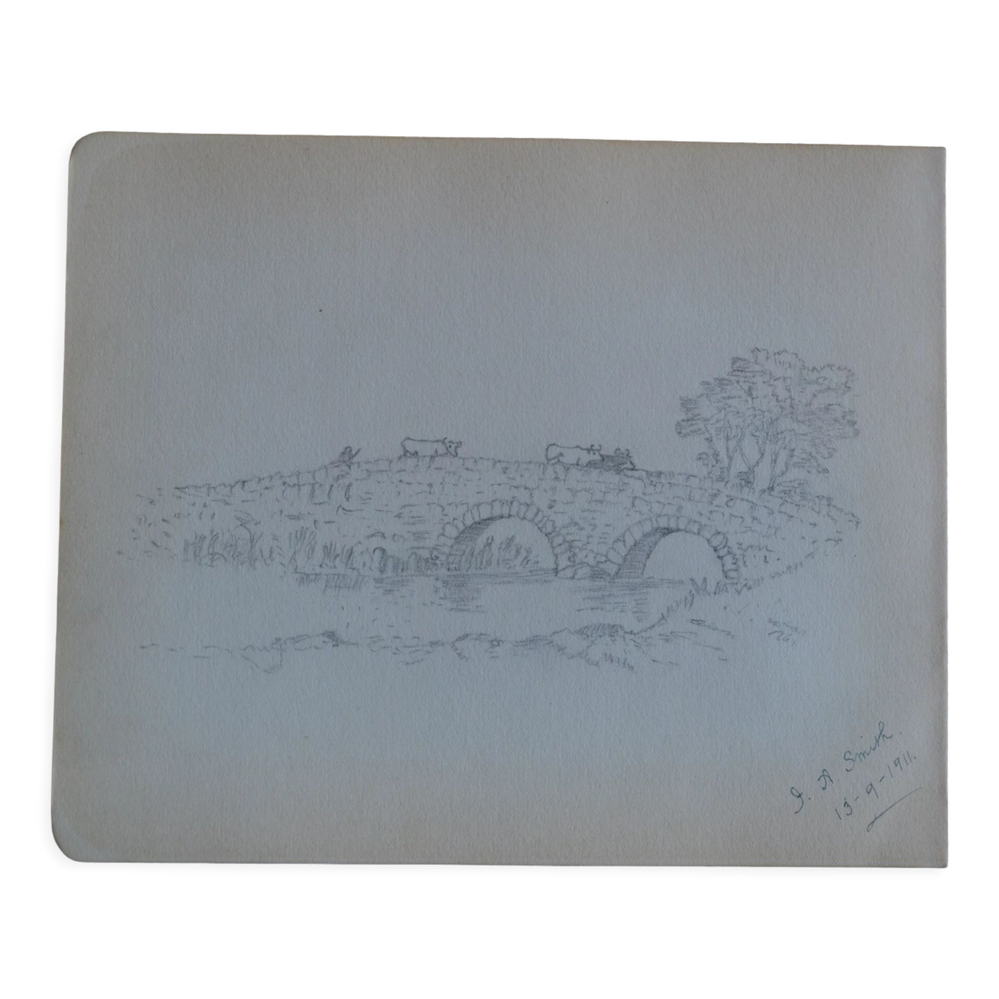 Pencil drawing english countryside circa 1910