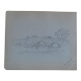 Pencil drawing english countryside circa 1910
