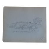 Pencil drawing english countryside circa 1910