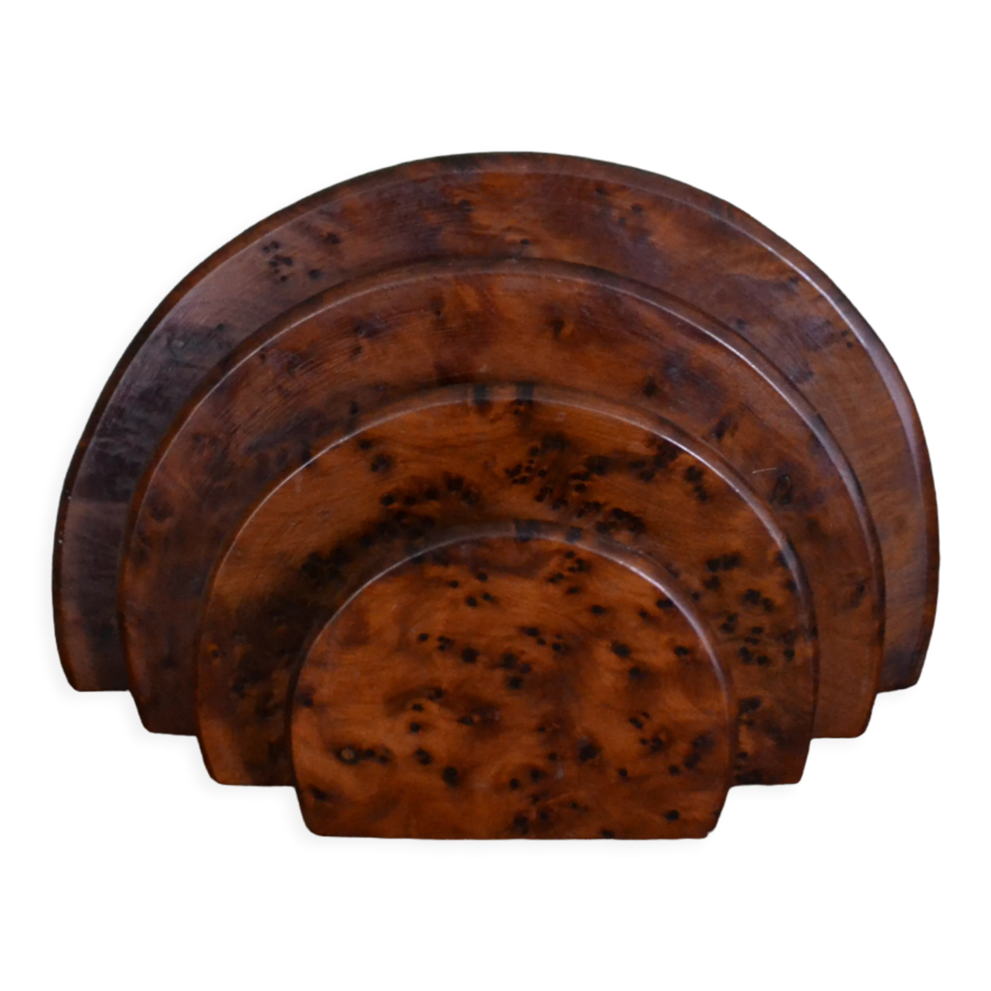 Art deco mail rack in elm magnifying glass