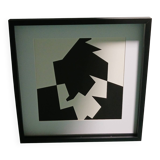 Tableau Vintage Art Optique - Victor Vasarely "Phantom" - Frame 40x40cm