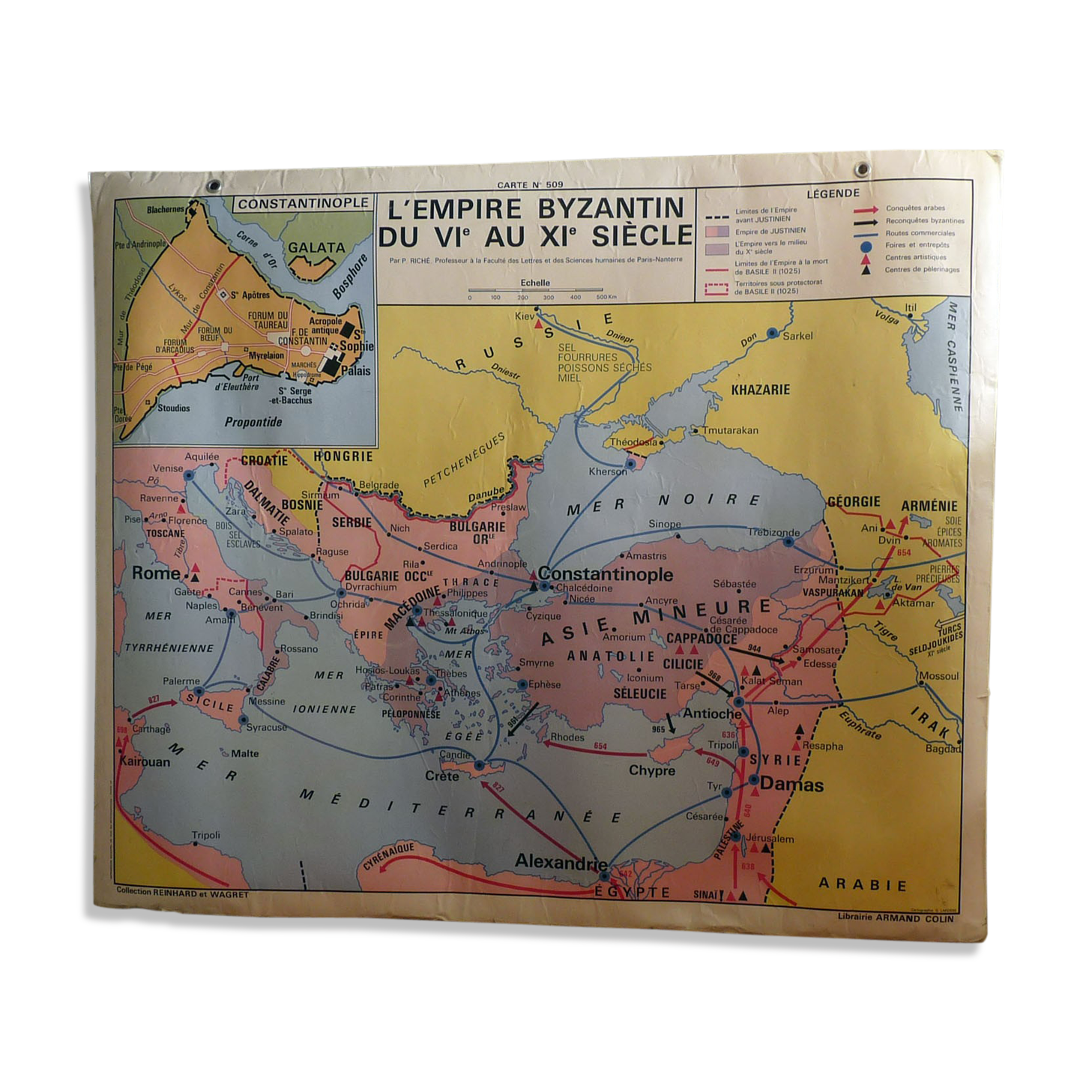 School map post vintage Byzantine Empire