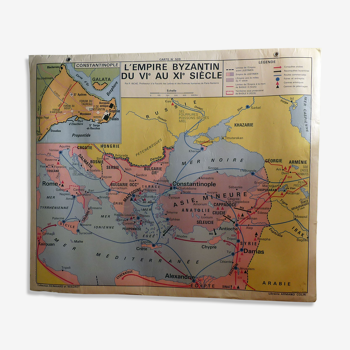 Carte scolaire poster vintage Empire Byzantin