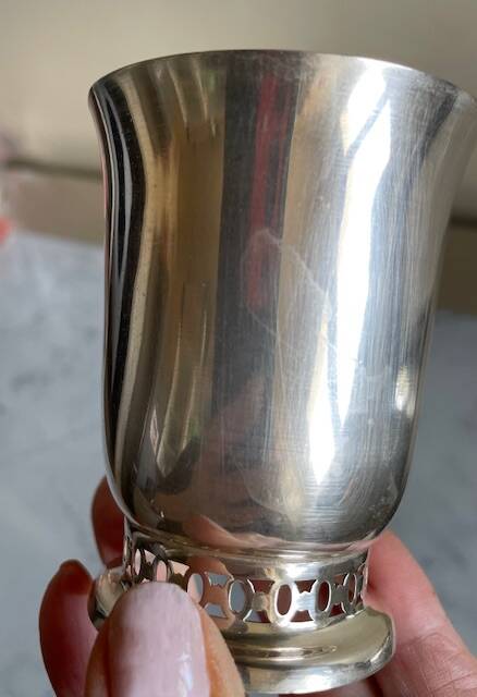 Silver-plated egg cup and tumbler set