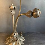 Large signed Art Nouveau style bronze sculpture lamp