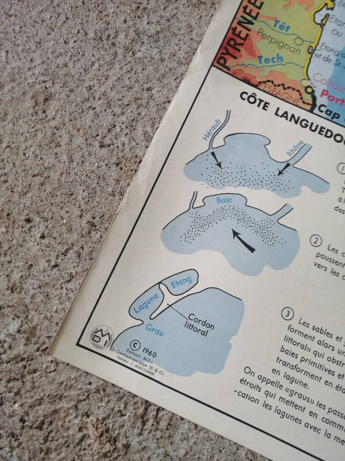 Carte scolaire vintage mdi FRANCE Méditerranée