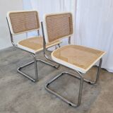 Ensemble de 2 chaises Cesca vintage de Marcel Breuer : chaises de salle à manger en osier style Mid-Century Modern