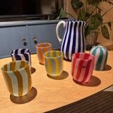 6 glasses and a Murano carafe