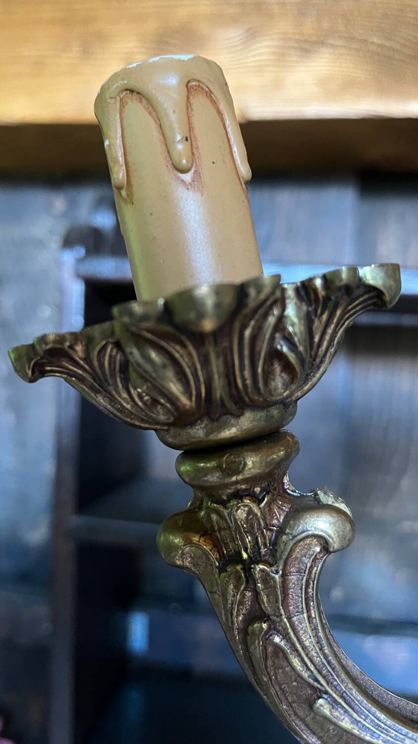 Chandelier 6 lights vintage gilded bronze 70 cms