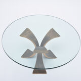Vintage Brutalist Coffee Table Made of Bronze and Glass