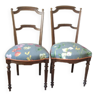 Pair of antique bedroom chairs sitting fabric