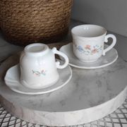 Tasses vintage verre blanc