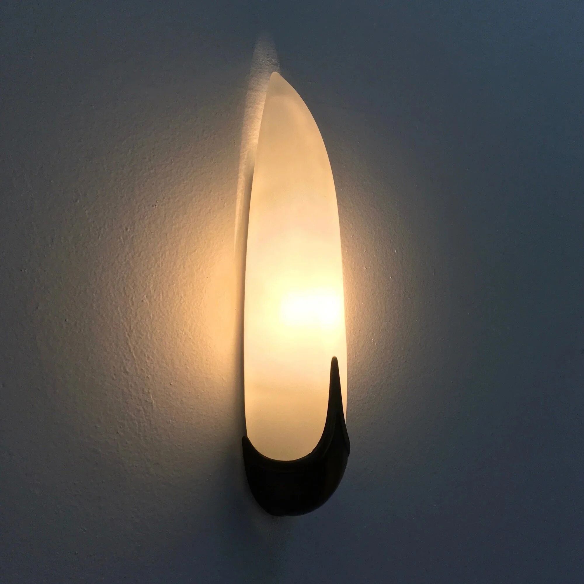 Pair of brass and opaline wall lights, Italy 1980.