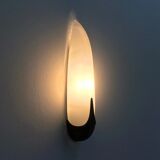 Pair of brass and opaline wall lights, Italy 1980.