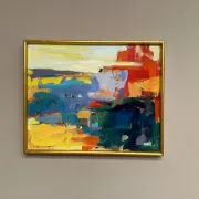 Original Oil on Canvas – “Abstract” by Ubaid Syed – Signed – Vintage & Framed – 53 × 43 cm (20.9" × 16.9")