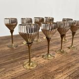9 verres ancien en métal argenté et laiton