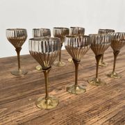 9 old glasses in silver metal and brass