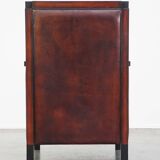 Sheepskin Art Deco design armchair combined with wood