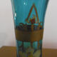 Early 20th century vase - turquoise glass and painted decoration