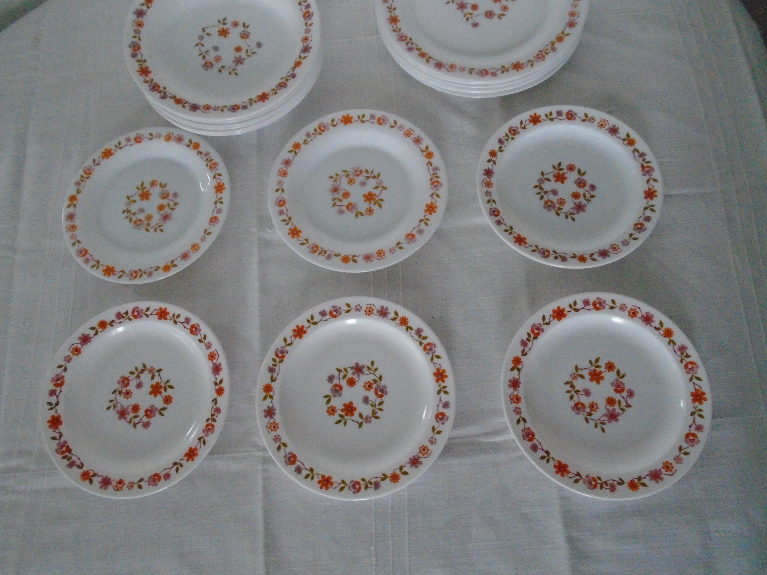 18 Scania vintage orange flower plates arcopal france
