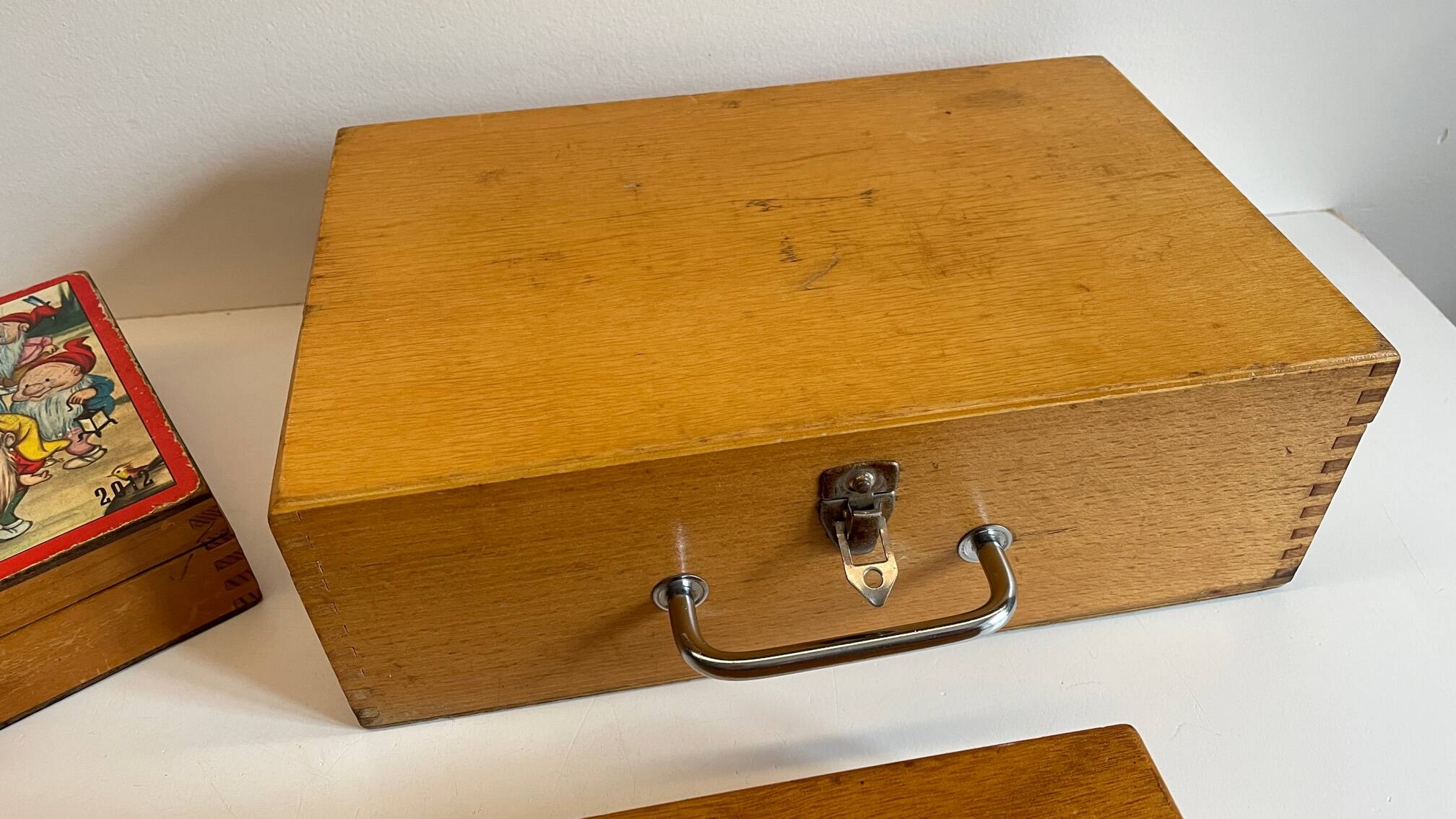 3 vintage dovetail wooden boxes
