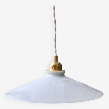 Vintage flat opaline pendant light from the 40s and 50s - large model - several copies available