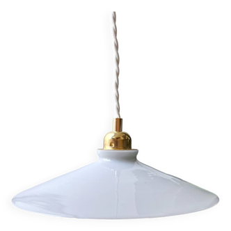 Vintage flat opaline pendant light from the 40s and 50s - large model - several copies available