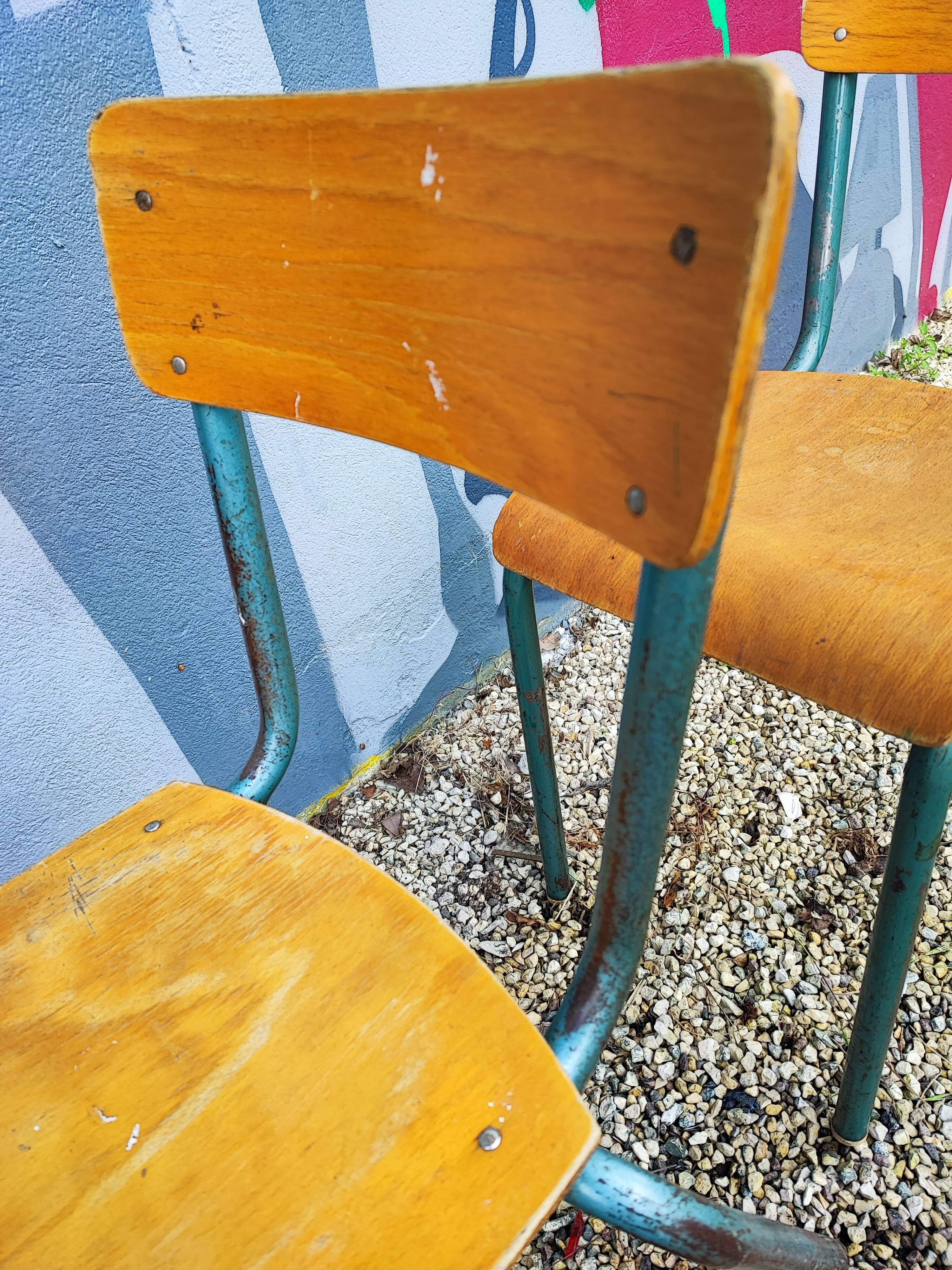 Set of 3 vintage school chairs
