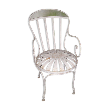 Fauteuil de jardin fer forgé à lames flexibles rivetées début XXè