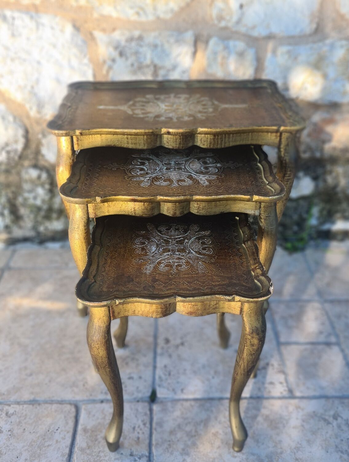 Painted wooden nesting table