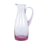 Pink glass jug, Italian design, 1970s, made in Italy